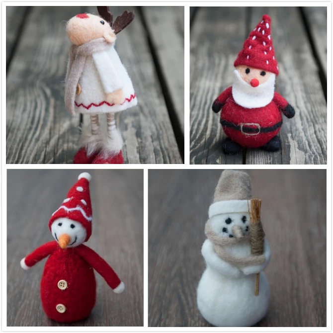 Christmas Mini Toys Wool Elk Felt  Snowman Dolls House Decoration Newborn Baby Photography Accessories Shooting Ornaments