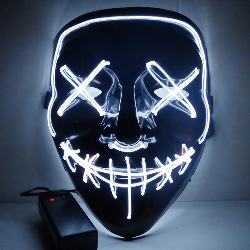 

Halloween Neon LED Mask Party Costume Purge Masks scary mask horror mask Cosplay Costume Led DJ Party Light Up Mascara Glow