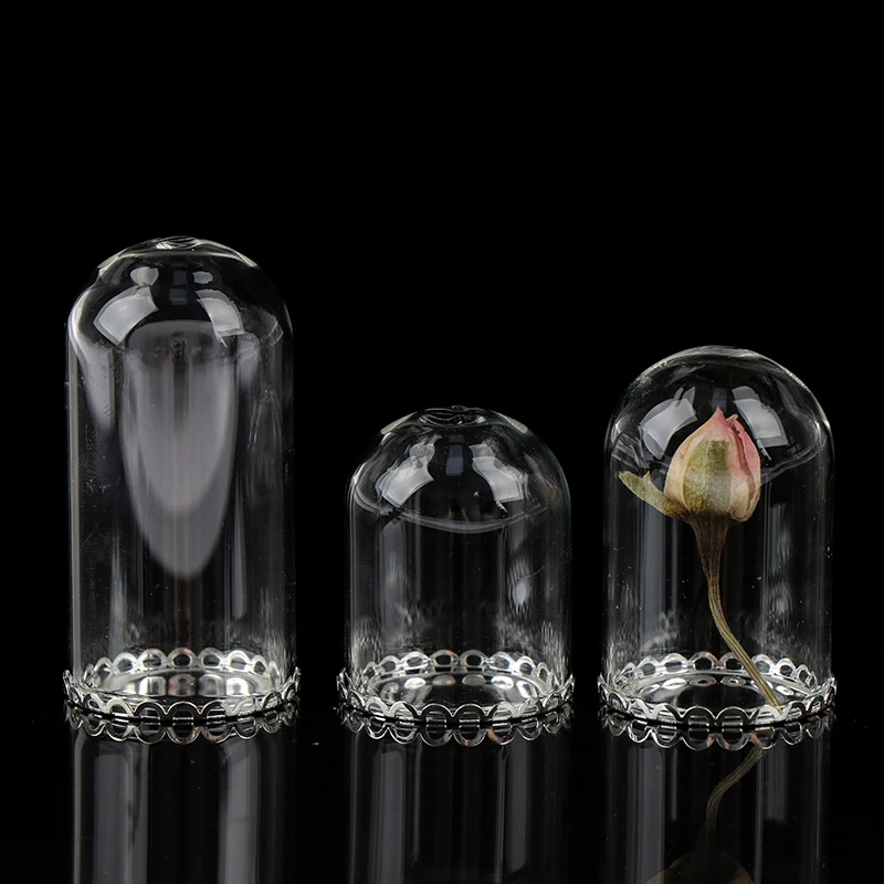 1Pc 1:12 Dollhouse Miniature Decor Flower Display Glass Display Bell Jar with Base Dollhouse Decoration Accessories 4