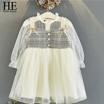 

HE Hello Enjoy Girls Elegant Princess Princess Dress New Fashion Girl Kids Wedding Party Dresses Bowtie Sweet Costumes Outfits