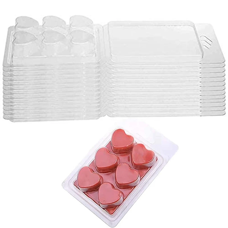 25 Packs Wax Melt Clamshells Molds Heart Shape , 6 Cavity Clear Plastic  Cube Tray for Candle-Making & Soap - AliExpress
