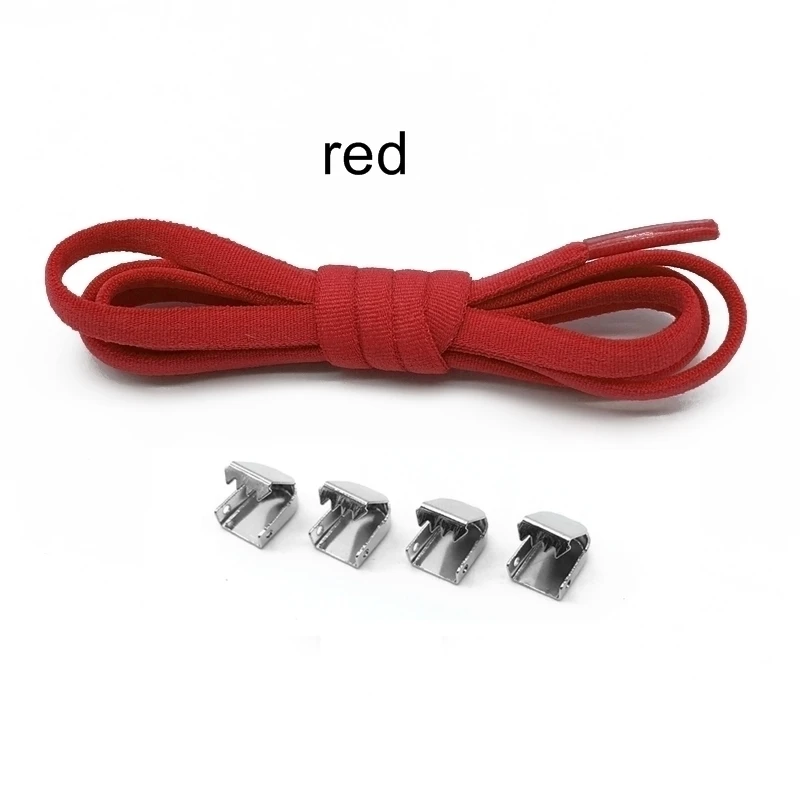 red 1 пара эластичных шнурков с пряжками, без шнуровки, шнурки для обуви, кроссовки для отдыха на открытом воздухе, быстрая обувь на плоской подошве, шнурки Z076 - Цвет: red