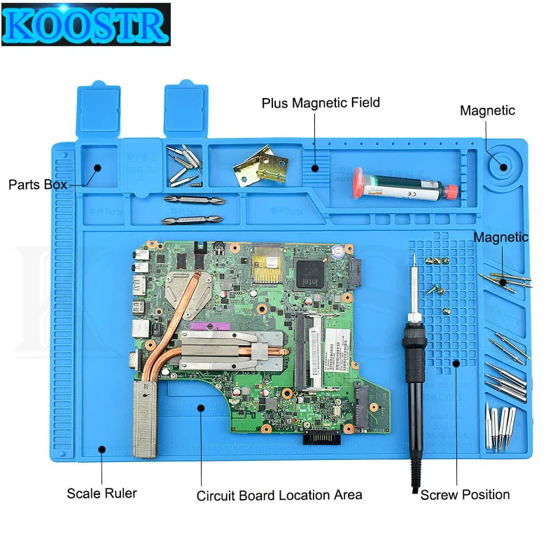 Magnetic Heat Insulation Silicone Pad Desk Mat Soldering Repair Maintenance