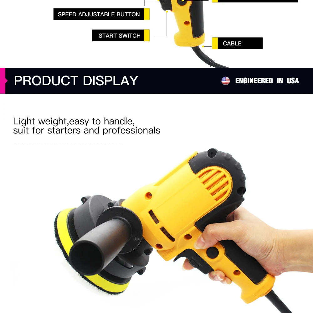 Быстрая детализация 220V 3500rpm электрическая полировальная машинка для автомобиля машина 600W Автоматическая полировальная машина Регулируемая скорость шлифовальные приспособления для работы с воском