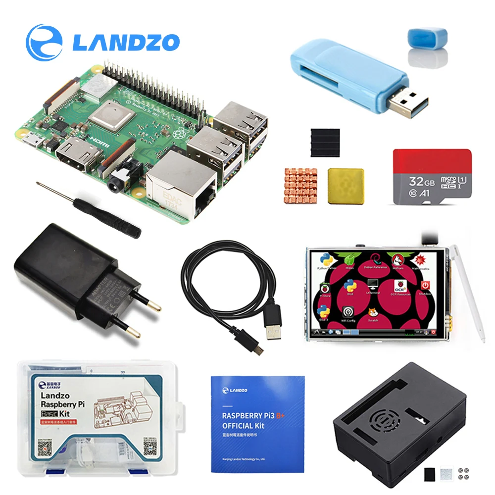

Raspberry Pi 3B+ 3.5 inch screen basis kit with Protective Case 32G TF card and multi-card reader and heatsink EU power