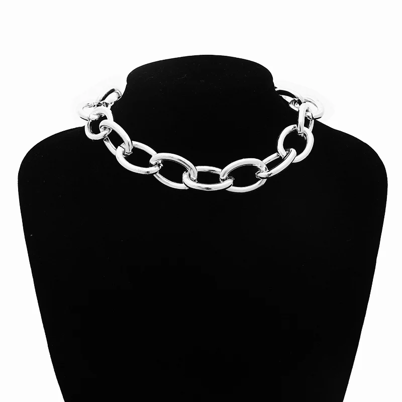 Готический чокер с массивной цепью ожерелье панк-рок массивное ожерелье женское готическое ювелирное изделие Винтажное колье женское модное ювелирное изделие - Окраска металла: silver