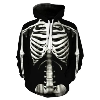 

Men's high quality long sleeve printed hoodie fashion 3D skull series hip hop funny spring fall sports hoodie
