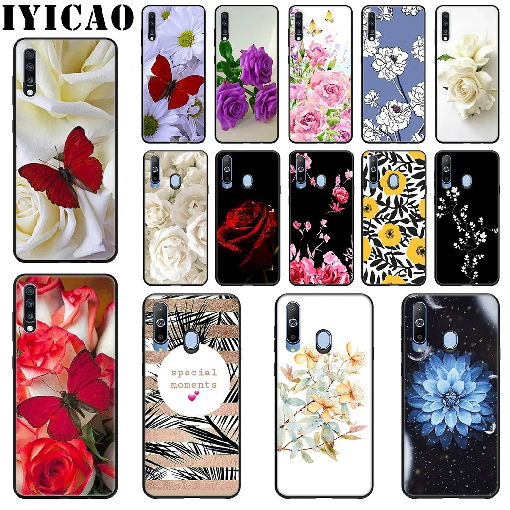 IYICAO Beautiful flower rose Soft Silicone Case for Samsung J6 A9 A8 A7 A6 Plus 2018 A5 A3 2016 2017 Phone |