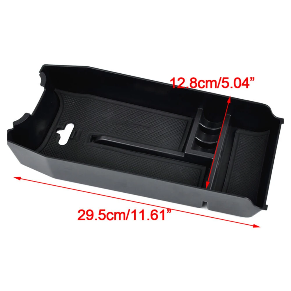 

Interior Storage Box Black Center Console Armrest Organizer Tray Non-slip Mat