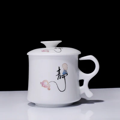 Чаша с драконом личные четыре штуки с фильтром кружка офисная чашка синие и белые керамические чайные чашки и блюдца - Цвет: K