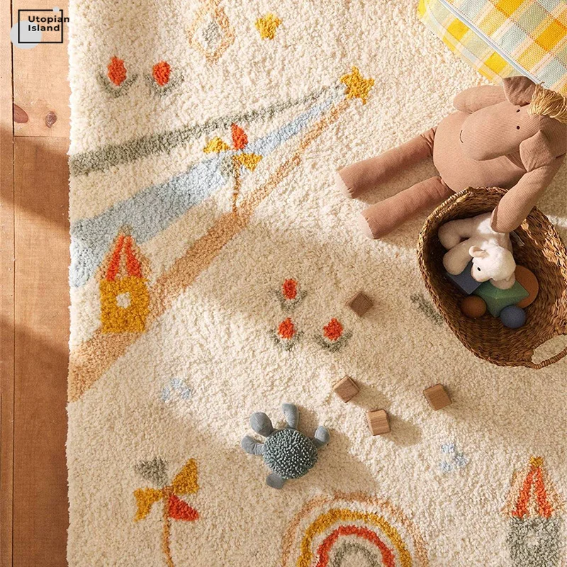 Baby Carpet For Living Room Modern Furry Mat For Children Kids Plush Carpet  Fluffy Rug Kawaii Room Decor Entrance Door Mat Rugs