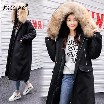 

Mid-Long Thermal Winter Down Jacket Fashion Casual Hooded Down Coat Solid Windproof Cotton Clothing Warm Parkas Long Style Suit