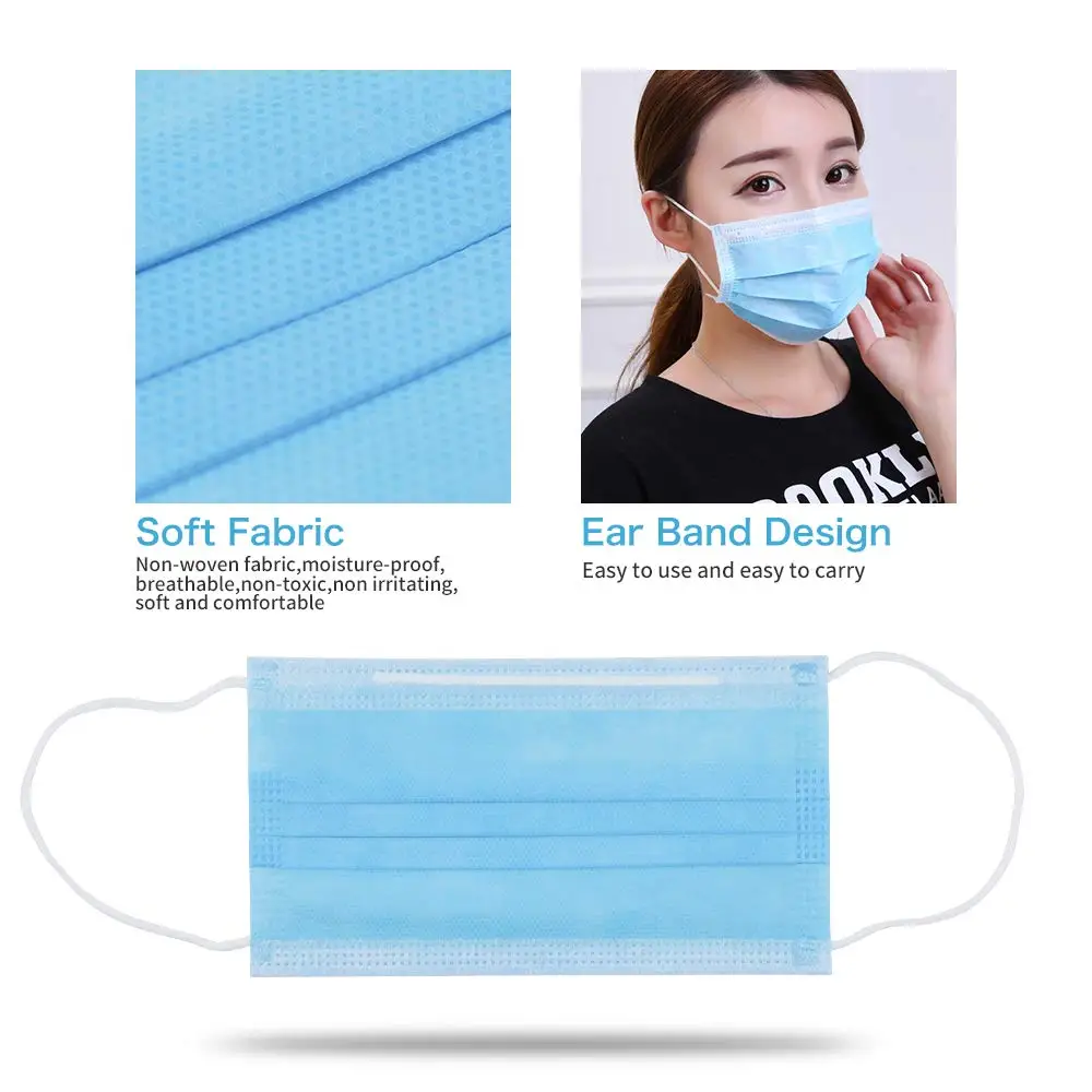 

5pcs Three-layer Mouth Mask Breathable Mask Face Cover Filter Windproof Bacteria Proof Face Masks Disposable