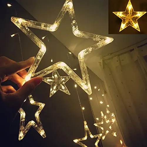 

Twinkle Star 12 Stars 138 LEDs Curtain String Lights Home Bedroom Lights 8 Flashing Modes Decorations for Christmas Party Decore