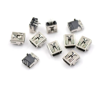 

New 10pcs Mini USB Jack 90 Degrees Front 2 Feet 5 PIN Micro USB Connector For Mobile Phone Micro USB Port Sockect