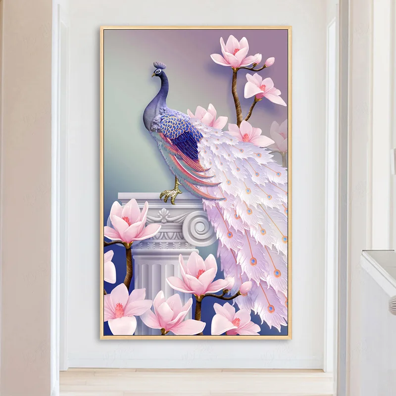 

New Style Foreign Trade AliExpress Diamond Painting Full of Crystals Cross Stitch Stickers Relief Peacock Rhinestone Painting En