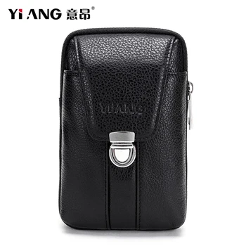 

YI ANG Genuine Leather Belt Bag Fanny Pack Bag Waist Belt Pouch Fannypack Casual Cell Phone Mobile Bags Coin Purse High Quingity