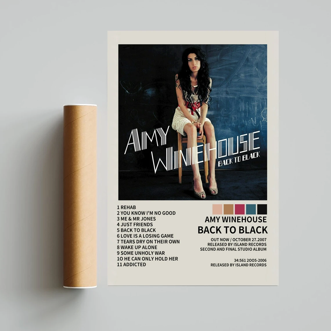 Impuestos triunfante Trascendencia Amy Winehouse-Póster de cubierta de álbum de música negra, impresión en  lienzo, decoración del hogar, pintura de pared (sin marco) - AliExpress  Hogar y jardín