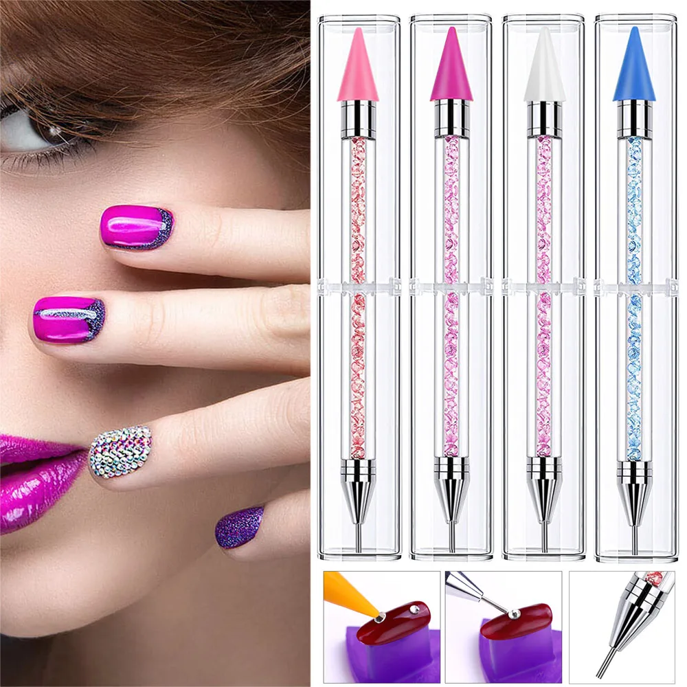 1pc Dual-ended Nail Dotting Wax Pen Rhinestone Studs Diamond