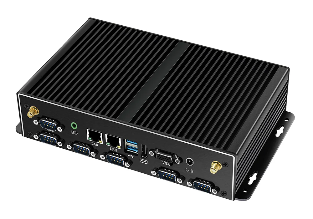 Безвентиляторный i7-5500U Мини ПК Windows Linux Двойной гигабитный Ethernet wifi 4G LTE 6 * RS232/485 8 * USB HDMI VGA промышленный микро ПК