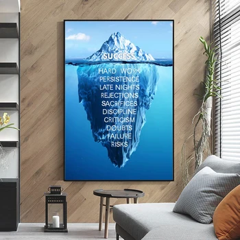 

Iceberg with Inspirational Words Wall Canvas Painting Posters And Prints on Canvas Art Picture for Living Room Home Decor