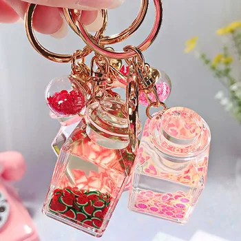 

1Pc Hot Creative Popsicle Glitter Key Chain Quicksand Keychain Liquid Floating Fruit Keyring Backpack Pendant Gift For Women