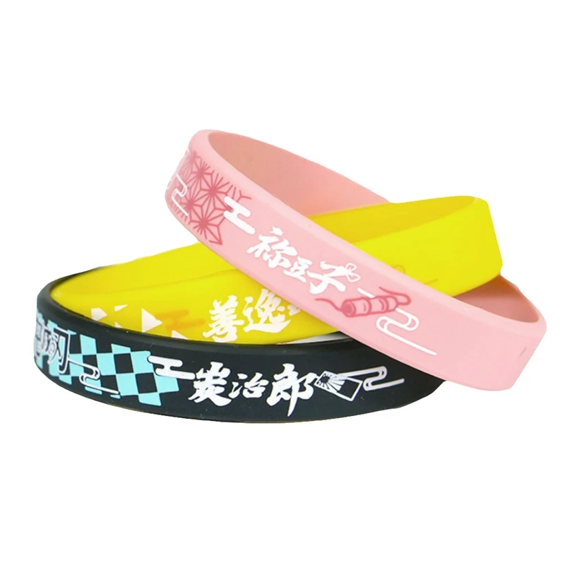 

Anime Demon Slayer Cosplay Charm Bracelets Kimetsu No Yaiba Silica Gel Bracelet Men Women 3D Printing Hip Hop Accessories