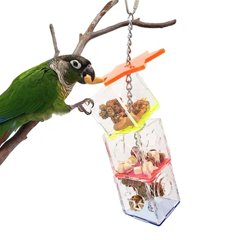 

Dispenser Adsorption House Type Bird Feeder DIY Multi-layer Hanging Bird Nibbling Toys Feeder Acrylic Birds Food