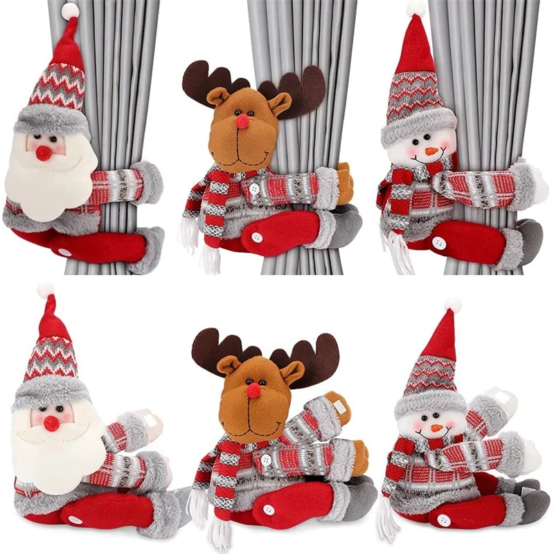 

Christmas Curtain Buckles Santa Claus Curtain Buckle Holder Snowman Elk Curtain Tiebacks for Xmas Home Decor Window Accessories