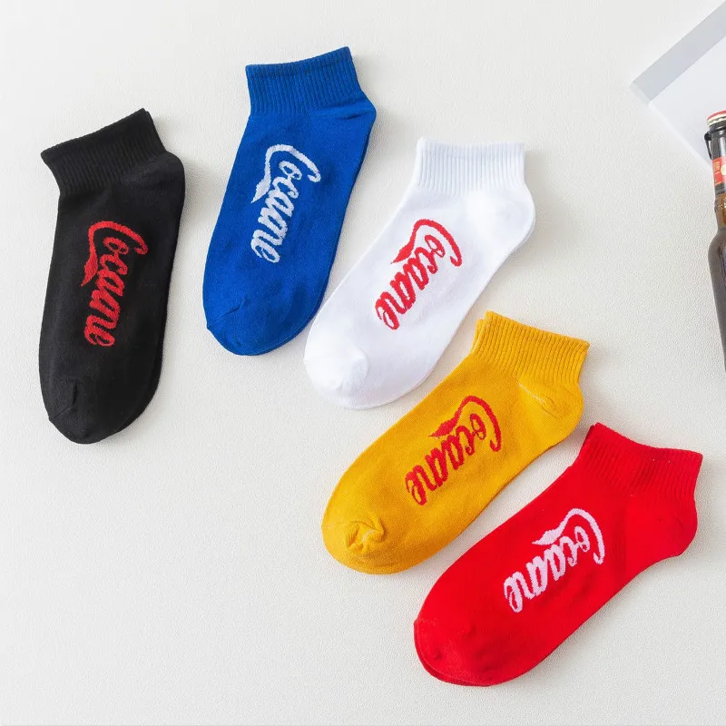 Fast Shipping 2020 New Arrival 5 Pairs Slipper Invisible Letter Women's Short Socks Cotton No Show Socks For Women