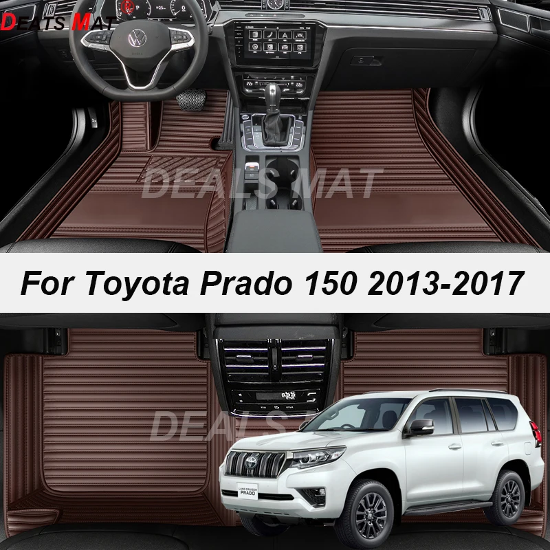 Custom 5 Seats Leather Luxury Auto Car Mats With Pockets Floor Carpet Rugs For toyota Prado 150 2013 2014 2015 2016 accessories |