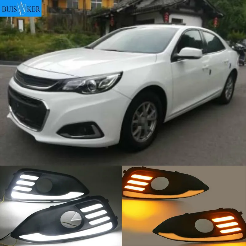 

Светодиодный дневные ходовые огни DRL Для Chevrolet chevy Malibu 2016-2018, желтые указатели поворота, COB дневные ходовые огни