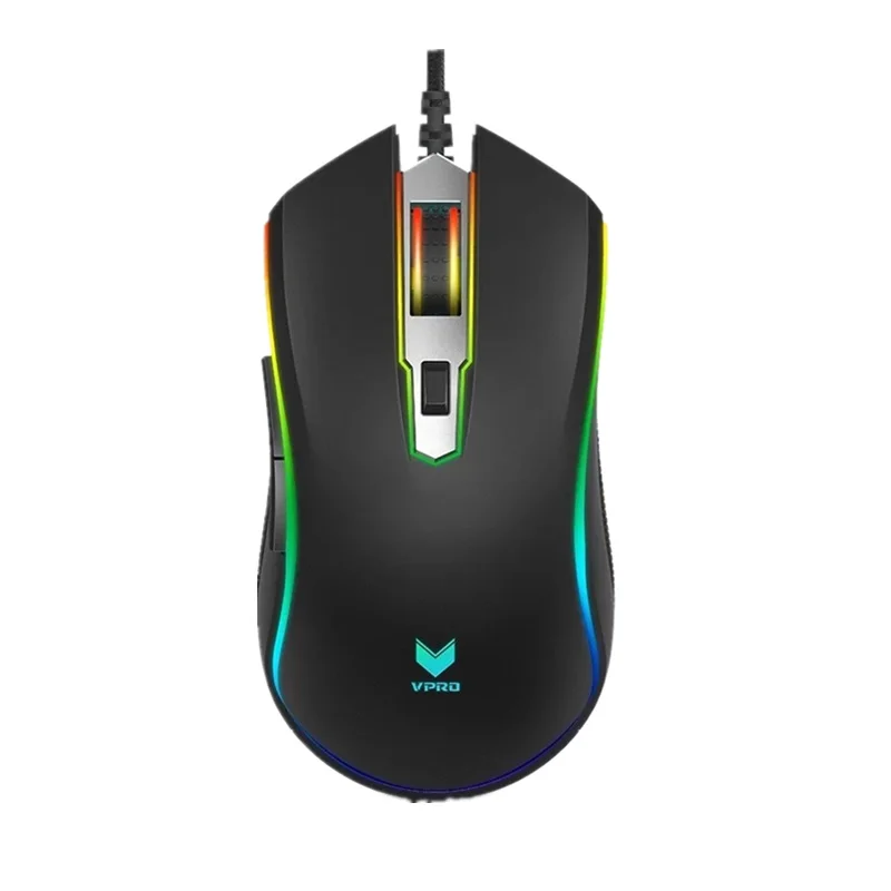 Black Rapoo V25S 7000 dpi 7 программируемых кнопок Оптический сенсор P3320 RGB подсветка оптическая игровая мышь для профессионального геймера - Цвет: Black