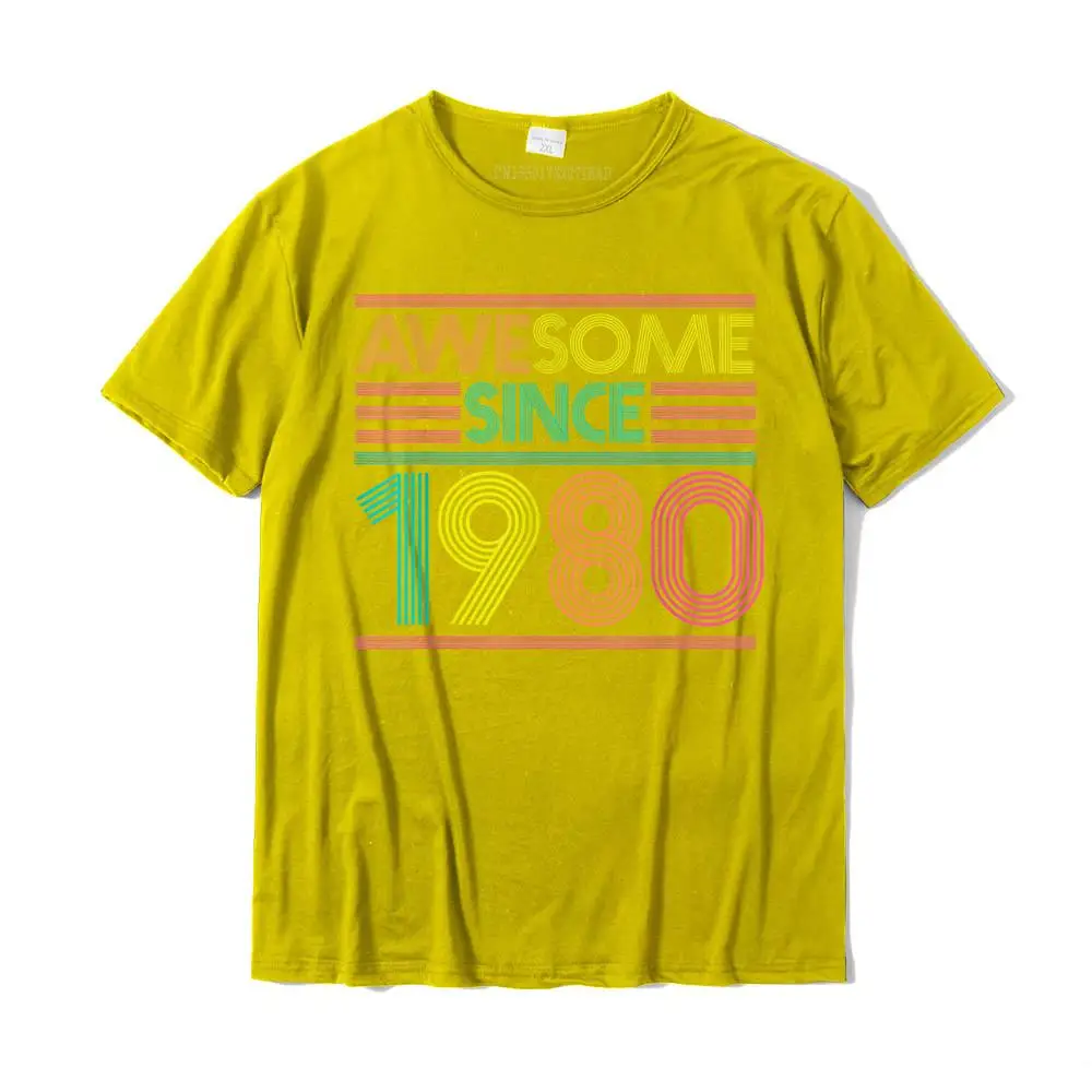 Party Custom Men's T Shirt Newest Summer Autumn Short Sleeve Round Neck 100% Cotton Tops Shirts Print Top T-shirts Awesome Since 1980 41st Birthday Gifts 41 Years Old T-Shirt__MZ23695 yellow