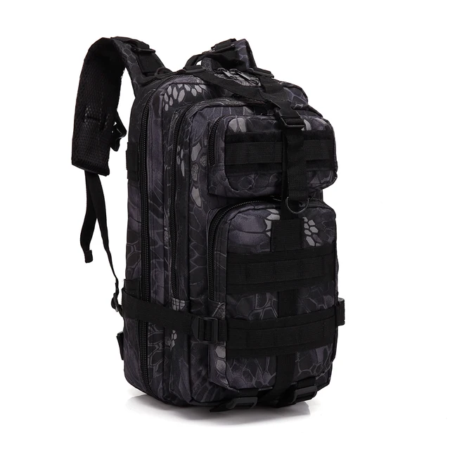 Men Large Capacity Tactical Backpack 30/50L Army Military 3P Softback Outdoor Waterproof Bug Rucksack Hiking Camping Hunting Bag Python black 30L