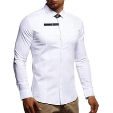 Осенняя мужская рубашка, облегающая, с буквенным принтом, чистый цвет, с отворотным воротником, с длинным рукавом, Мужская одежда, рубашка, топы, Camisas Hombre