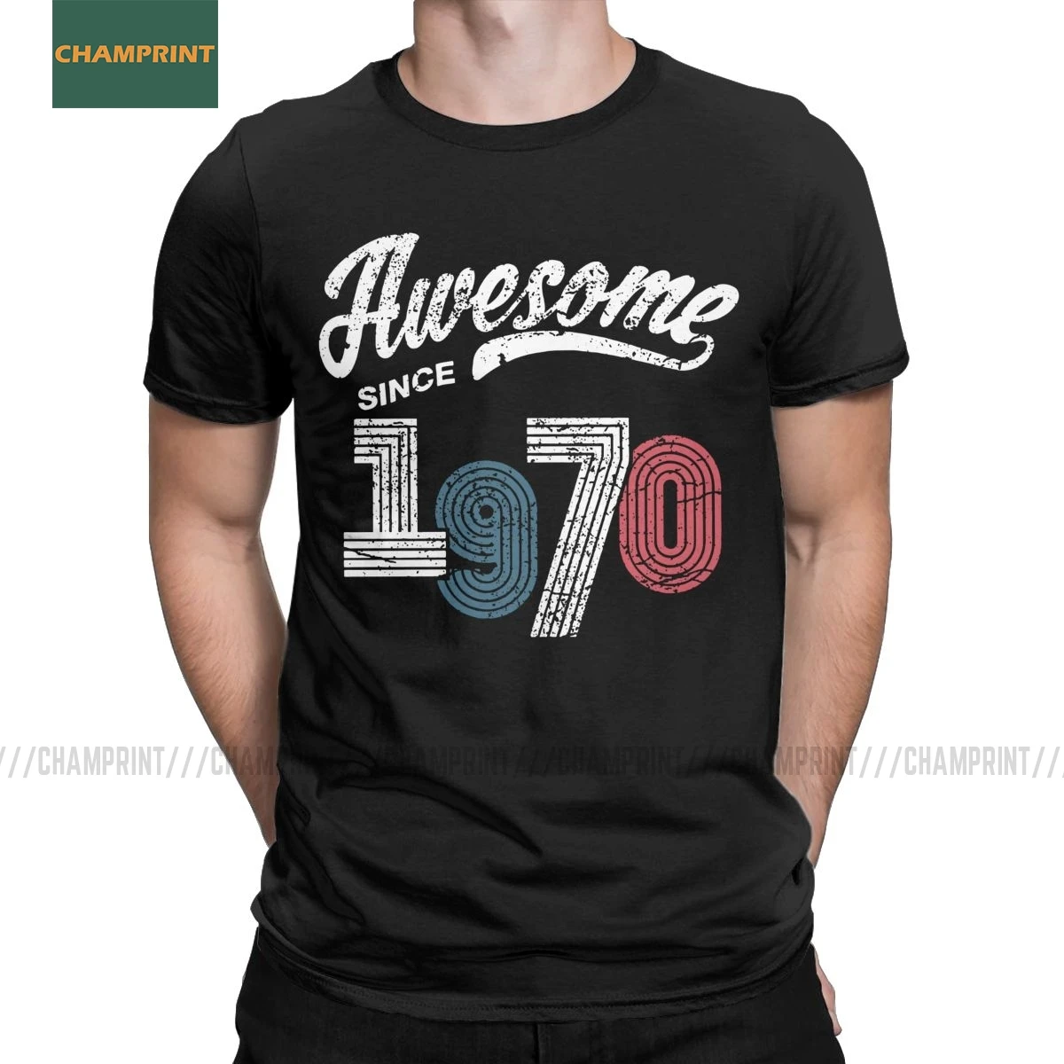 

Novelty Awesome Since March 1970 T-Shirts Men Cotton 50 Years Old T Shirts Vintage Gifts for 50th Birthday Short Sleeve Tees