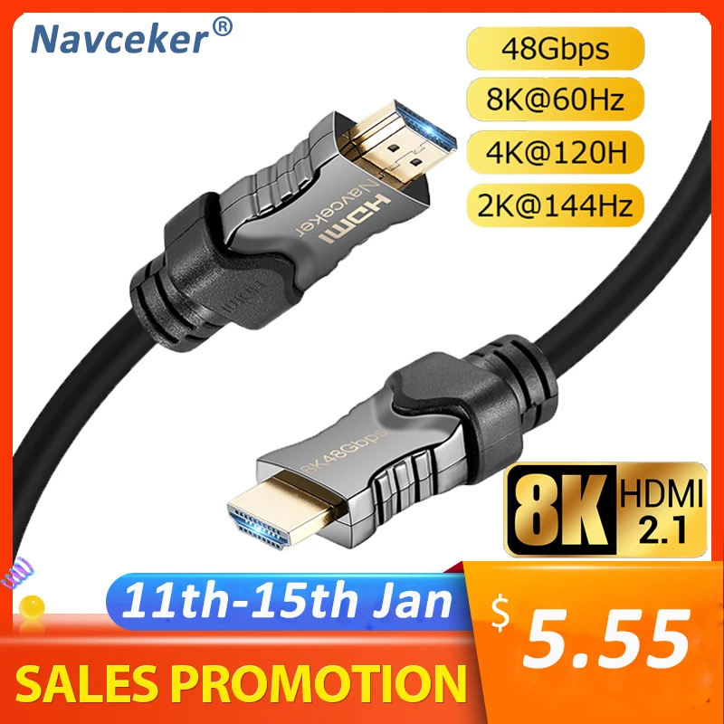 2020 Navceker 8K HDMI 2 1 кабель 48 Гбит/с eARC 4K @ 120 Гц HDMI2.1 динамический HDR UHD 8K|Кабели HDMI| |