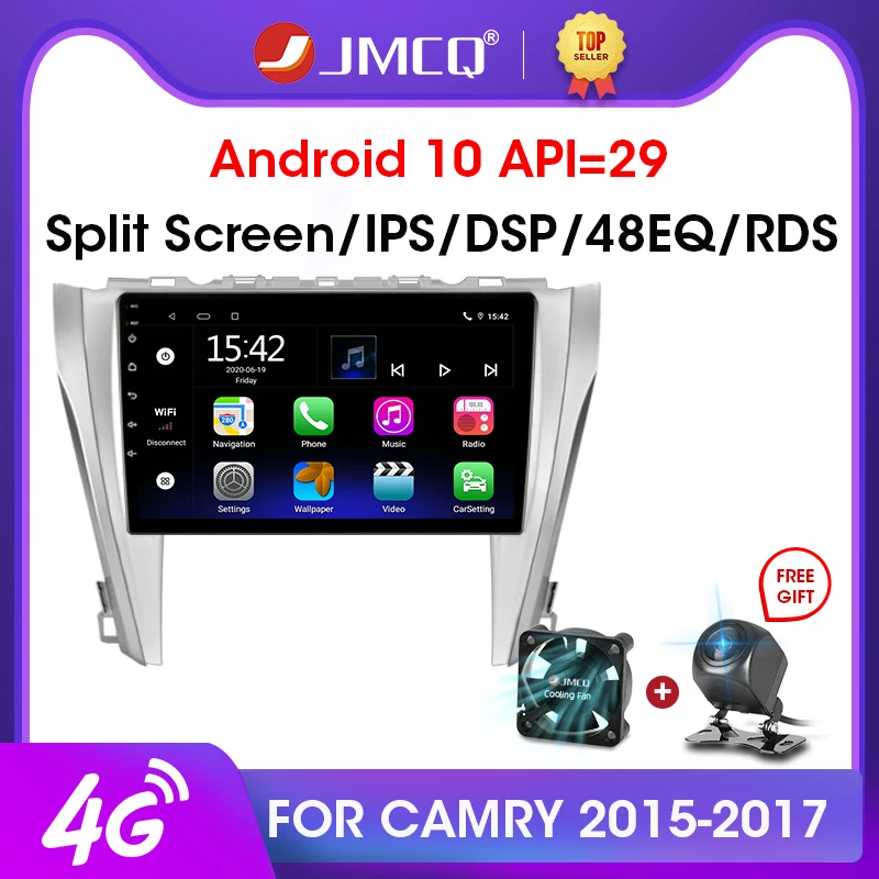 

JMCQ 10.1" 2din Android 10 Car Radio Multimidia Video Player RDS DSP Autoradio For Toyota Camry 8 50 55 2015-2017 Navigation GPS