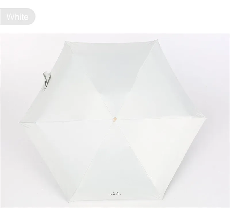 DMBRELLA анти-УФ карманный мини-зонтик дождь для женщин ветрозащитный прочный 5 складной солнцезащитный зонтик портативный Солнцезащитный Женский зонтик - Цвет: White