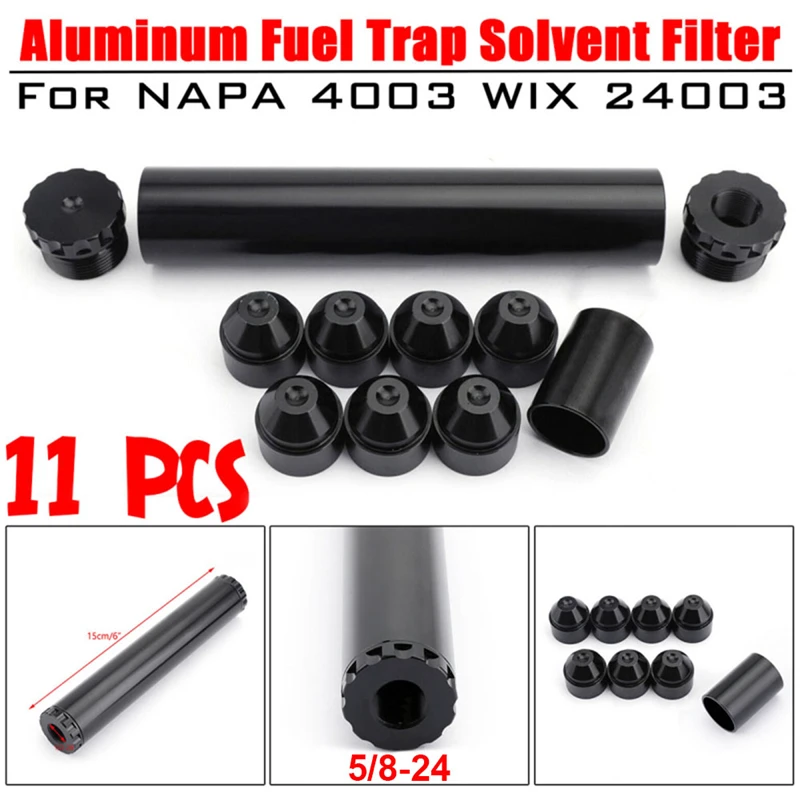 

11 Pcs/Set 6 Inch 5/8-24 Aluminum Tube Screw Fuel Filter For NAPA 4003 WIX 24003 Solvent Trapping Titanium Auto Car Accessories