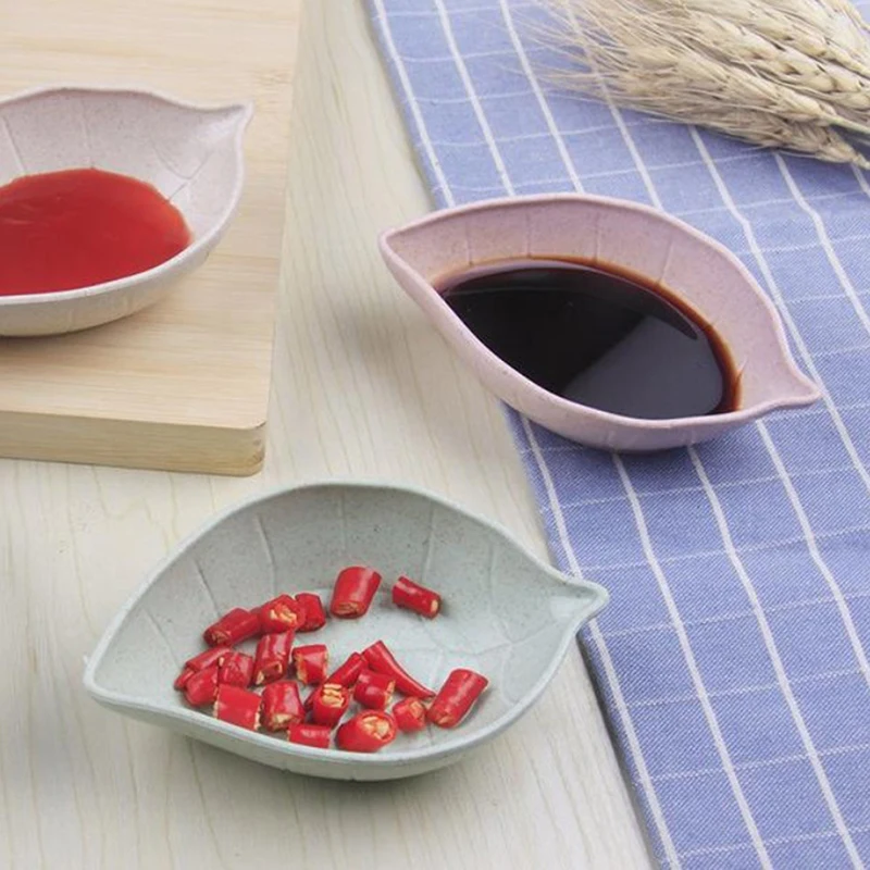 Baby Kids Leaves Shape Dish Bowl Wheat Straw Soy Sauce Rice Plate Sub - plate Japanese Tableware Food Container 1PC | Дом и сад