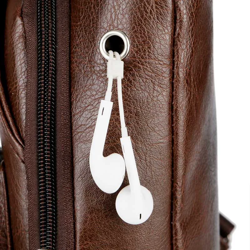 Men Teen Chest Pack Leather Sling Shoulder Bag Boys Portable USB Charging Phone Crossbody Bag Fashion Handbag Bolsa Deporte