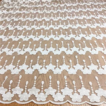 

New Pure White 2 Yard Floral Pattern 3D Embroidered Lace Fabric African Swiss Voile Lace Milk Silk For Skirt&Dress DIY Materials