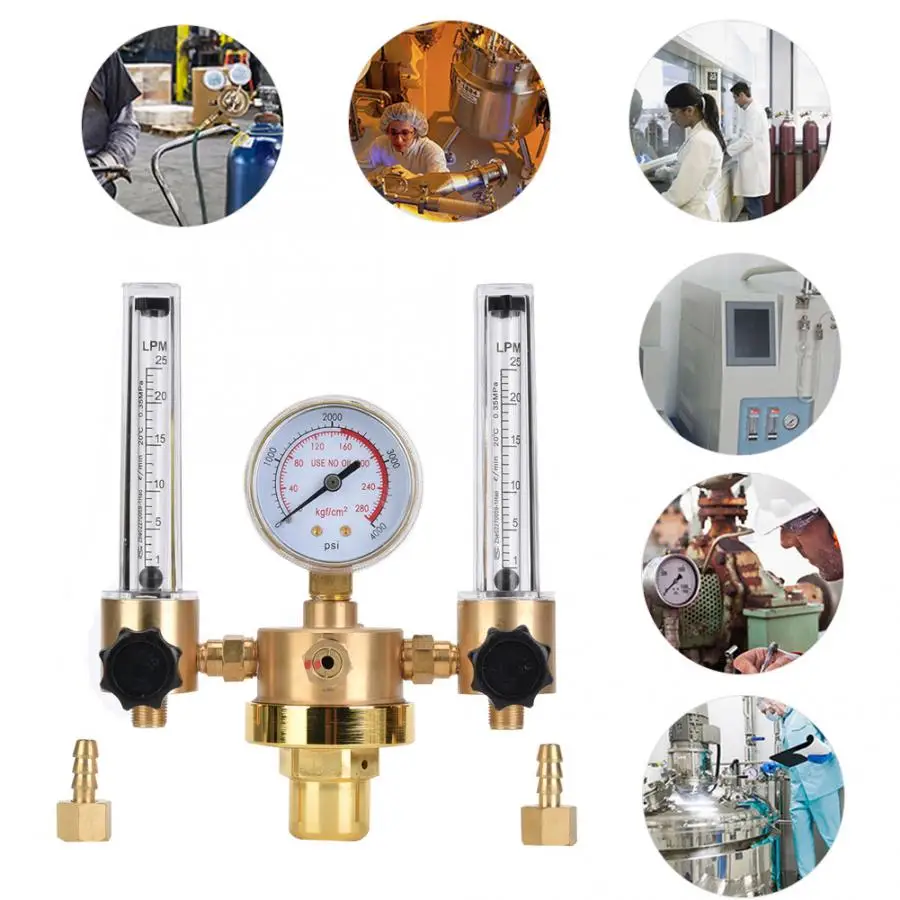 Двухтрубный аргоновый регулятор расходомера, редуктор давления газа G5/8 CGA580 для сварки