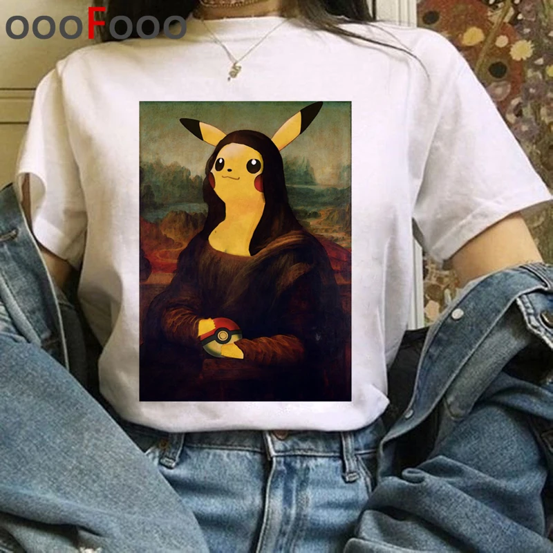 Mona Lisa Эстетическая Harajuku футболка женская гранж забавная мультяшная футболка Ullzang винтажная 90s футболка Новая мода Топ Тройники женские - Цвет: H3960