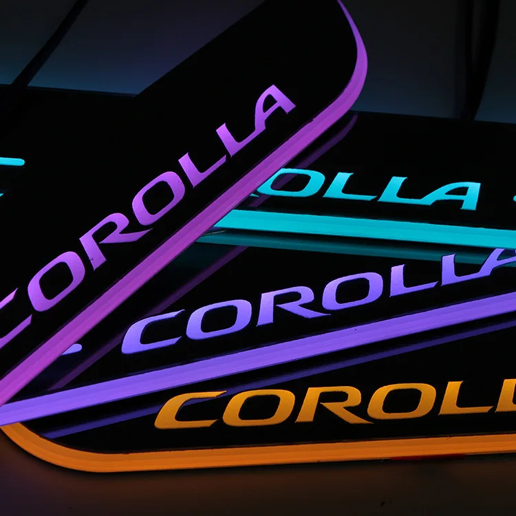Corolla Индуктивный не сломанная линия СВЕТОДИОДНЫЙ Красочный стример динамическая подсветка Руководство Добро пожаловать подсветка для подножки включены порог для автомобиля