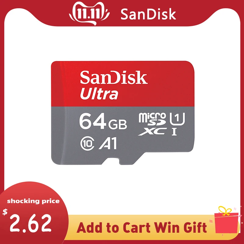 SanDisK UHS-I Micro SD карта A1 16 ГБ 32 64 128 b512гб до 100 МБ/с./с TF SDHC/SDXC Новое поступление памяти