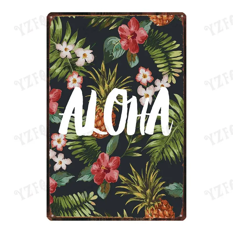 Surf Aloha Hawall винтажная жестяная вывеска хула пляж металлическая пластина для стены паба кафе домашнего искусства Ремесло Декор Куадрос DU-4007A - Color: DU-4030