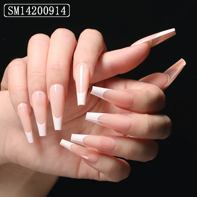 French Gel Nail Tips - Skin Tones French Tip Press on Nails Short Coffin